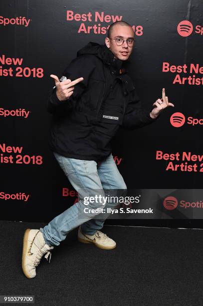 Logic attends "Spotify's Best New Artist Party" at Skylight Clarkson on January 25, 2018 in New York City.