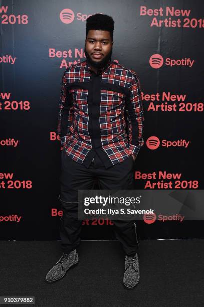 Khalid attends "Spotify's Best New Artist Party" at Skylight Clarkson on January 25, 2018 in New York City.