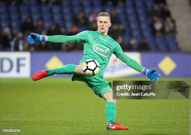 Goalkeeper of Guingamp Karl-Johan Johnsson during the French National Cup match between Paris Saint Germain and En Avant Guingamp at Parc des Princes...
