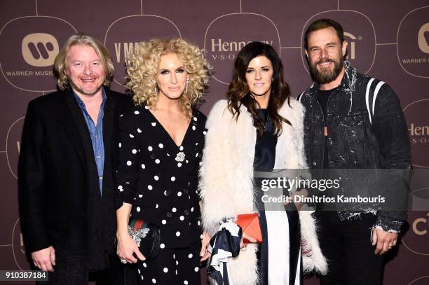 Philip Sweet, Kimberly Schlapman, Karen Fairchild, and Jimi Westbrook of Little Big Town attend the Warner Music Group Pre-Grammy Party in...