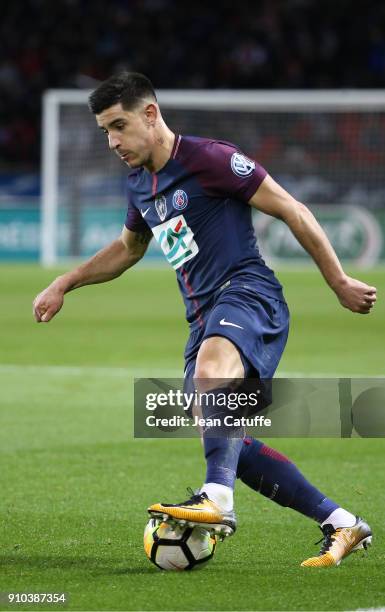 Yuri Berchiche of PSG during the French National Cup match between Paris Saint Germain and En Avant Guingamp at Parc des Princes on January 24, 2018...