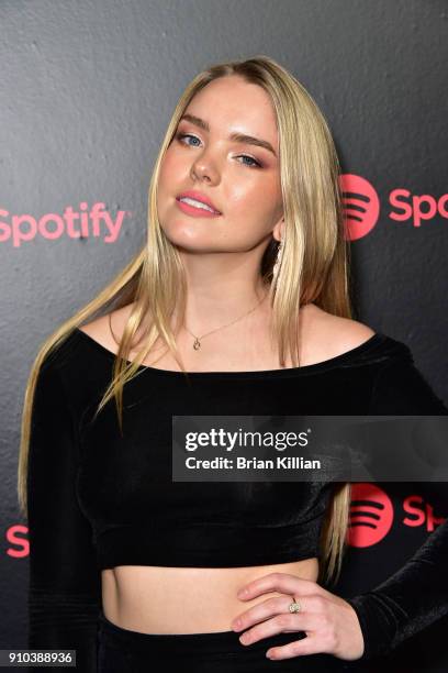 Actress Olivia Larsen attends the 2018 Spotify Best New Artists Party held at Skylight Clarkson Sq on January 25, 2018 in New York City.