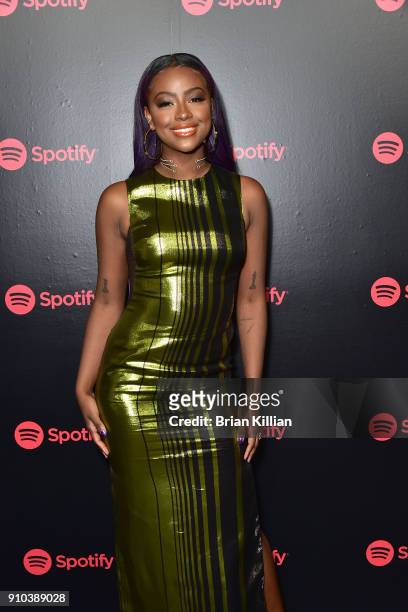 Justine Skye attends the 2018 Spotify Best New Artists Party held at Skylight Clarkson Sq on January 25, 2018 in New York City.