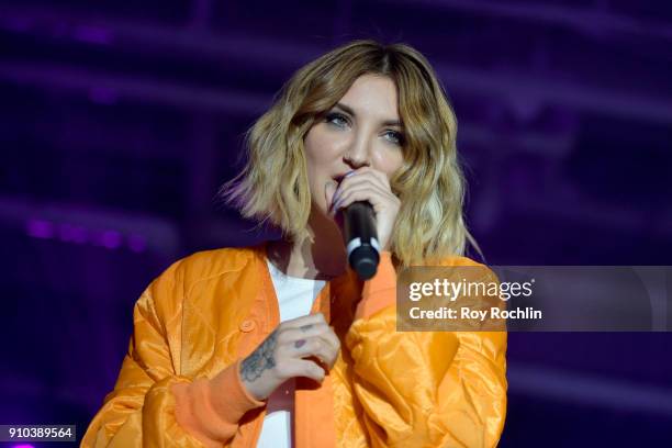 Singer Julia Michaels performs on stage at "Spotify's Best New Artist Party" at Skylight Clarkson on January 25, 2018 in New York City.