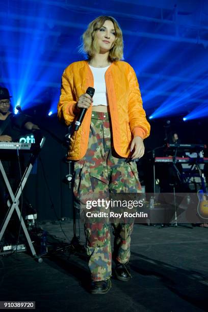 Singer Julia Michaels performs on stage at "Spotify's Best New Artist Party" at Skylight Clarkson on January 25, 2018 in New York City.