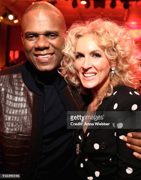 Warner/Chappell Music Chairman & CEO Jon Platt and Kimberly Schlapman of Little Big Town attend the Warner Music Group Pre-Grammy Party in...