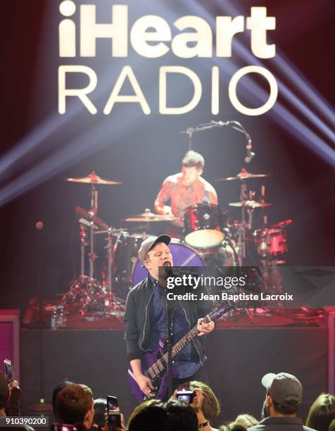 Patrick Stump of the Fall Out Boy performs on stage during the iHeartRadio Album Release Party With Fall Out Boy on January 26, 2018 in Burbank,...