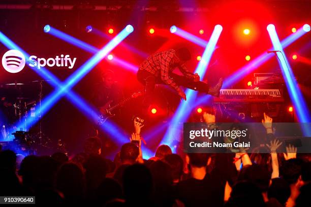 Singer Khalid performs onstage at "Spotify's Best New Artist Party" at Skylight Clarkson on January 25, 2018 in New York City.