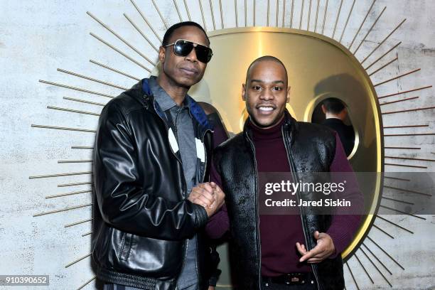 Doug E. Fresh and Dylan Dili attend the Warner Music Group Pre-Grammy Party in association with V Magazine on January 25, 2018 in New York City.