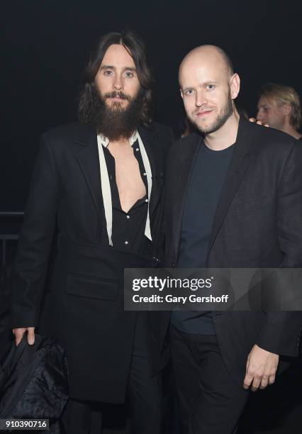 Jared Leto and Spotify CEO and founder, Daniel Ek attend "Spotify's Best New Artist Party" at Skylight Clarkson on January 25, 2018 in New York City.