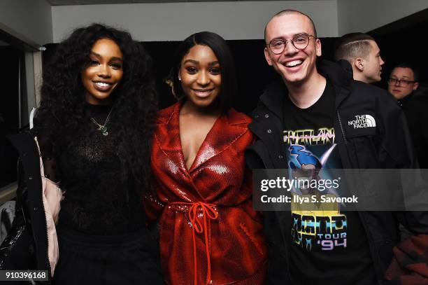 Musician SZA, Normani Kordei, and Logic "Spotify's Best New Artist Party" at Skylight Clarkson on January 25, 2018 in New York City.