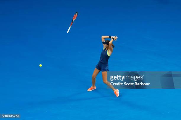 Kristina Mladenovic of France celebrates after winning the women's doubles final with Timea Babos of Hungary against Ekaterina Makarova of Russia and...