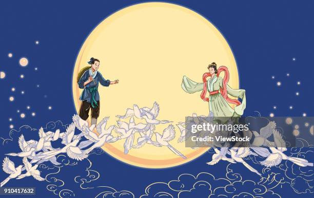 chinese valentines day - festival tanabata imagens e fotografias de stock