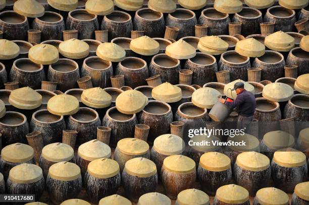 brewing factory of xiapu county,fujian province,china - soy sauce stock pictures, royalty-free photos & images