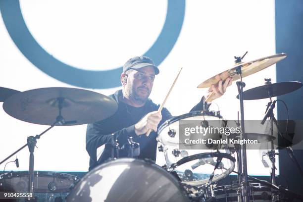 Musician Dan Konopka of OK Go performs on stage at Anaheim Convention Center on January 25, 2018 in Anaheim, California.