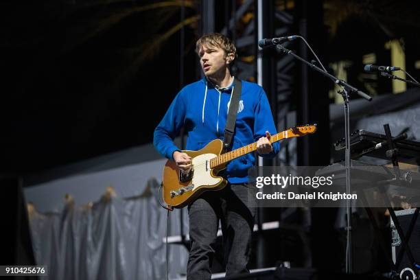 Musician Andy Ross of OK Go performs on stage at Anaheim Convention Center on January 25, 2018 in Anaheim, California.