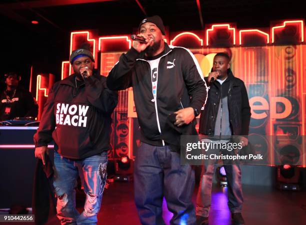 Raekwon, Ghostface Killah and JZA perform onstage during #TBT Night Presented By BuzzFeed at Mastercard House on January 25, 2018 in New York City.