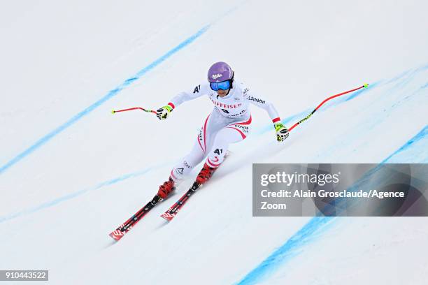 Michaela Kirchgasser of Austria in action during the Audi FIS Alpine Ski World Cup Women's Combined on January 26, 2018 in Lenzerheide, Switzerland.