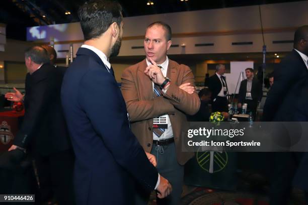 Portland Timbers FC head coach Giovanni Savarese during the MLS SuperDraft 2018 on January 19 at the Pennsylvania Convention Center in Philadelphia,...