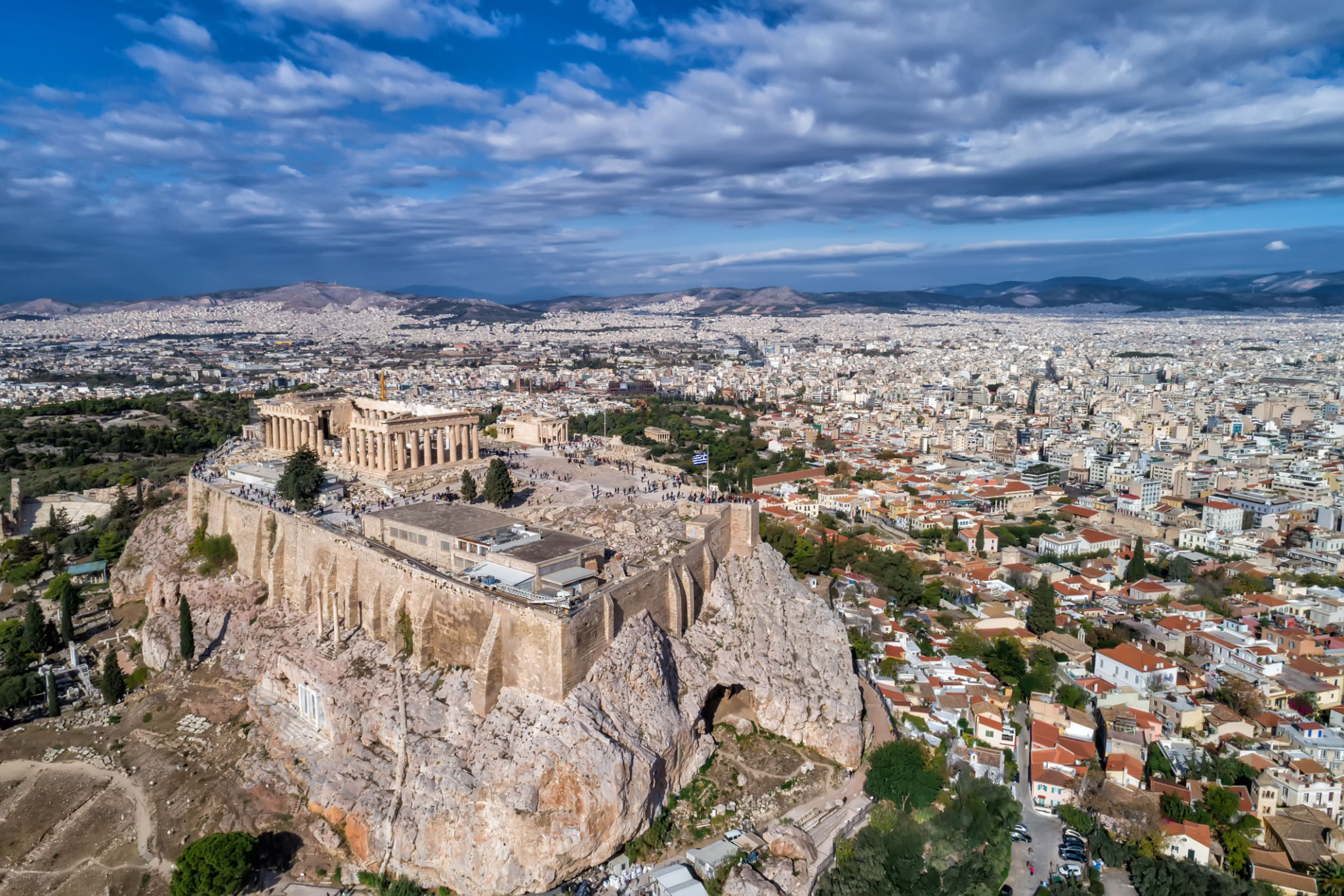 Aerial view of Parthenon and Acropolis in Athens,Greece Aerial view of Parthenon and Acropolis in Athens,Greece