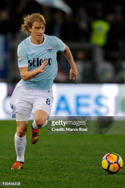 Dusan Basta of SS Lazio in action during the Serie A match between SS Lazio and Udinese Calcio on January 24, 2018 in Rome, Italy.