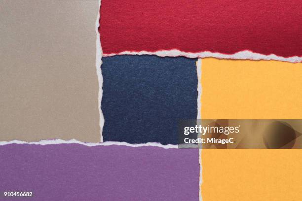 colorful torn paper abstract pattern - construction paper stock pictures, royalty-free photos & images