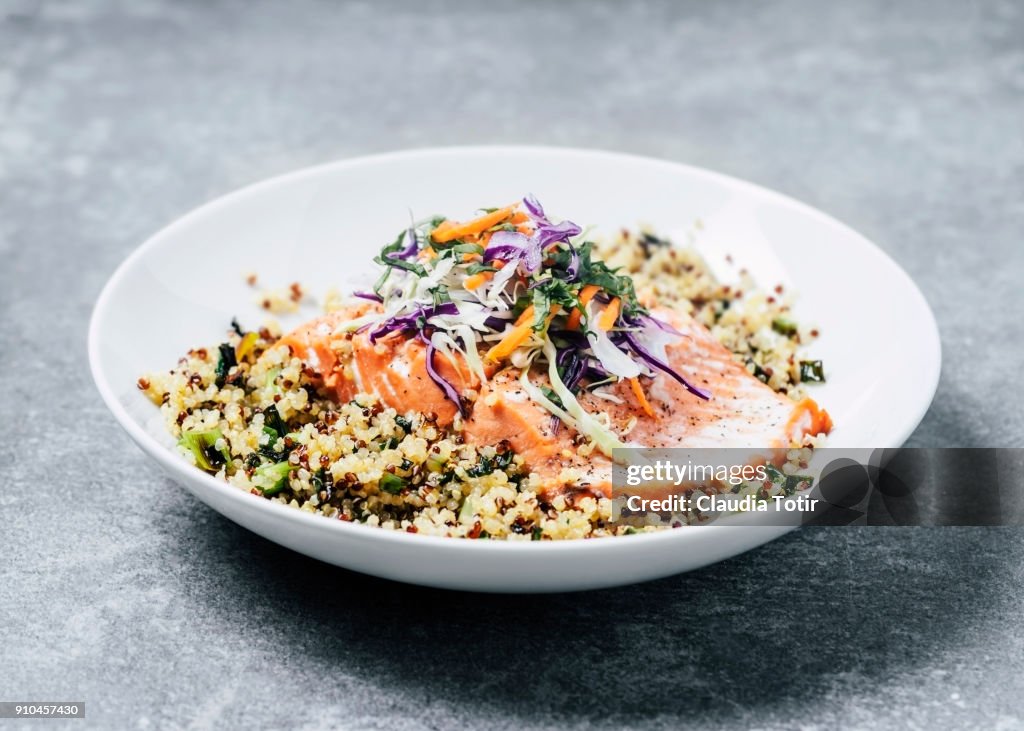 Grilled salmon fillet with quinoa