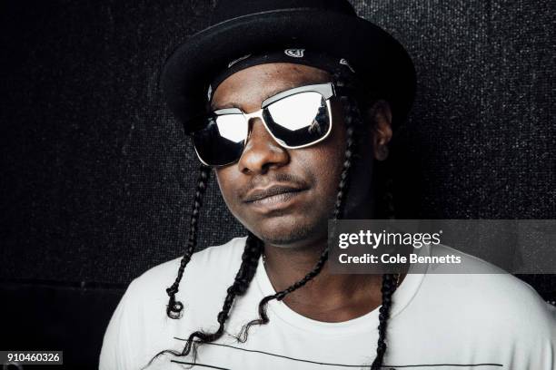 Danzal Baker, who performs as Baker Boy, poses for portraits on January 26, 2018 in Sydney, Australia. Baker Boy is an Indigenous Australian, known...