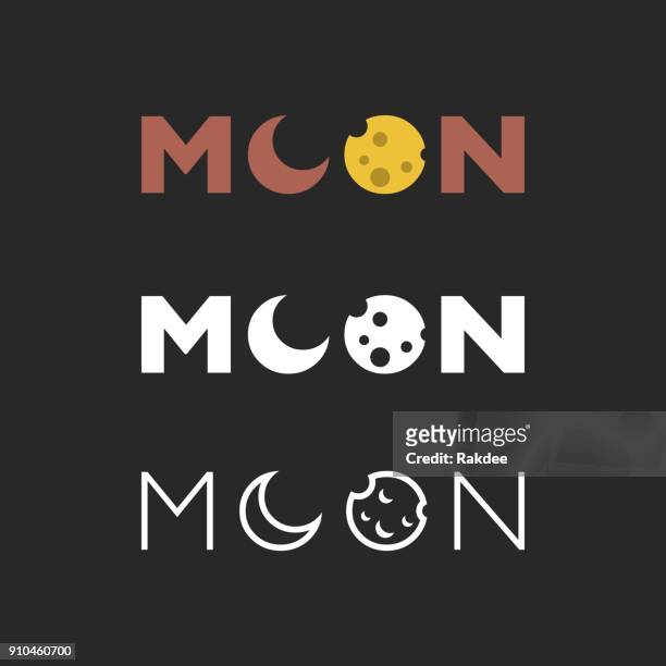 moon - typography series - set of globe web icons and vector logos stock illustrations