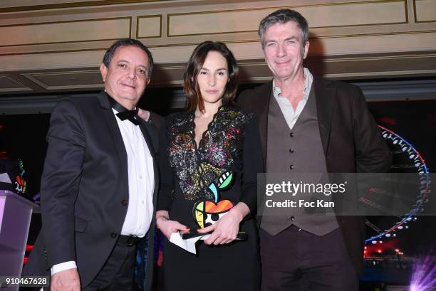 Edouard Nahum, Best awarded 2018 actress Vanessa Demouy and Philippe Caroit attend the 41st "The Best" Award Ceremony in Paris - Paris Fashion Week -...