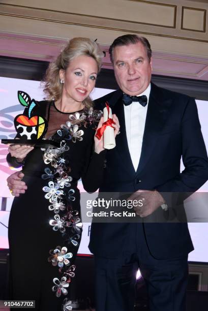 Jean Marie Rouart and Best 2018 awarded Princesse Camilla de Bourbon des Deux Siciles attend the 41st "The Best" Award Ceremony in Paris - Paris...