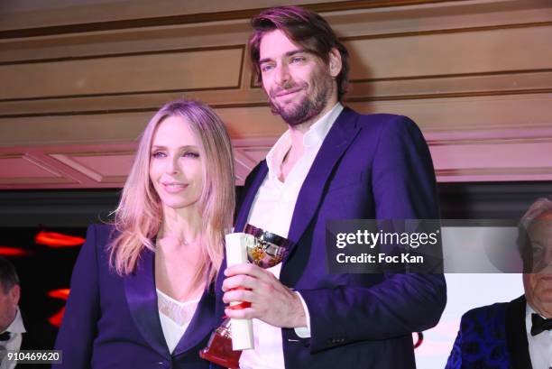 Tonya Kinzinger and Best 2018 awarded Camille Lacourt attend the 41st "The Best" Award Ceremony in Paris - Paris Fashion Week - Haute Couture Spring...