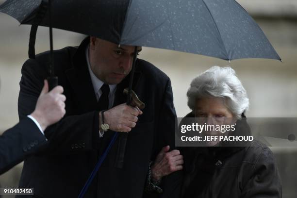 Son-in-law of late French chef Paul Bocuse Philippe Bernachon and French chef Paul Bocuse's widow Raymonde leave the Saint-Jean Cathedral in Lyon at...