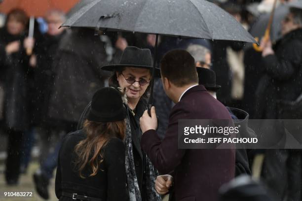 French chef Marc Veyrat leaves after attending the funeral ceremony for French chef Paul Bocuse at the Saint-Jean Cathedral in Lyon on January 26,...