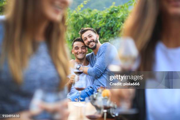 vineyard party at agriturismo in italy - aperitivo stock pictures, royalty-free photos & images