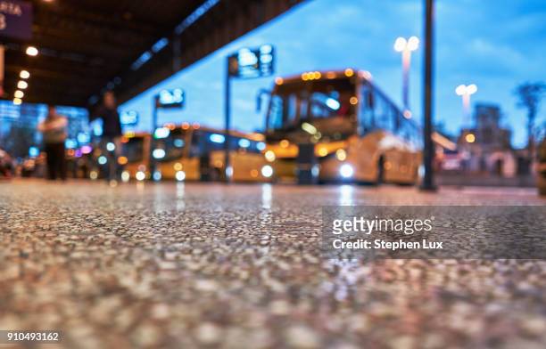 bus station, surface level view, montevideo, uruguay, south america - bus station stock pictures, royalty-free photos & images
