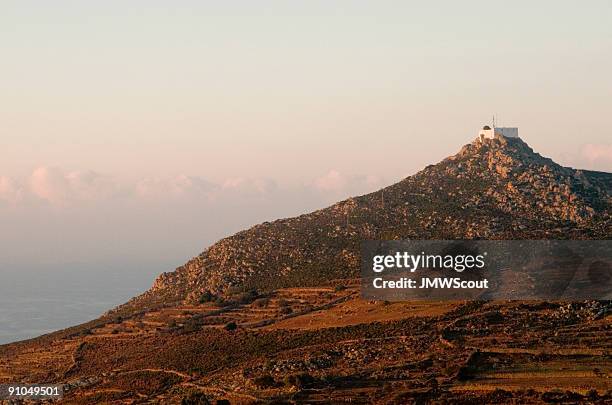 observatory on mount kokkino - patmos greece stock pictures, royalty-free photos & images