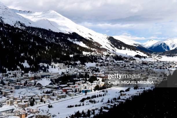 Picture shows a view of the Davos ski resort during the annual World Economic Forum on January 26, 2018 in Davos, eastern Switzerland. / AFP PHOTO /...