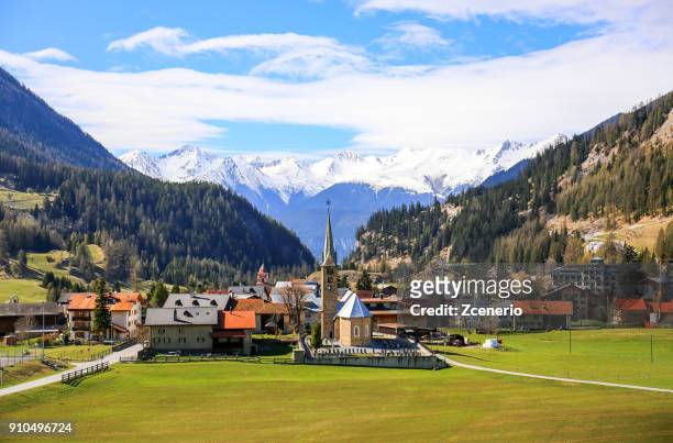 famous bergün/bravuogn village along the panoramic golden pass line train in west of switzerland - lausanne stock pictures, royalty-free photos & images