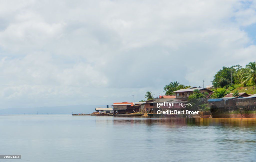 Houses on the Brokopondo lake in Suriname