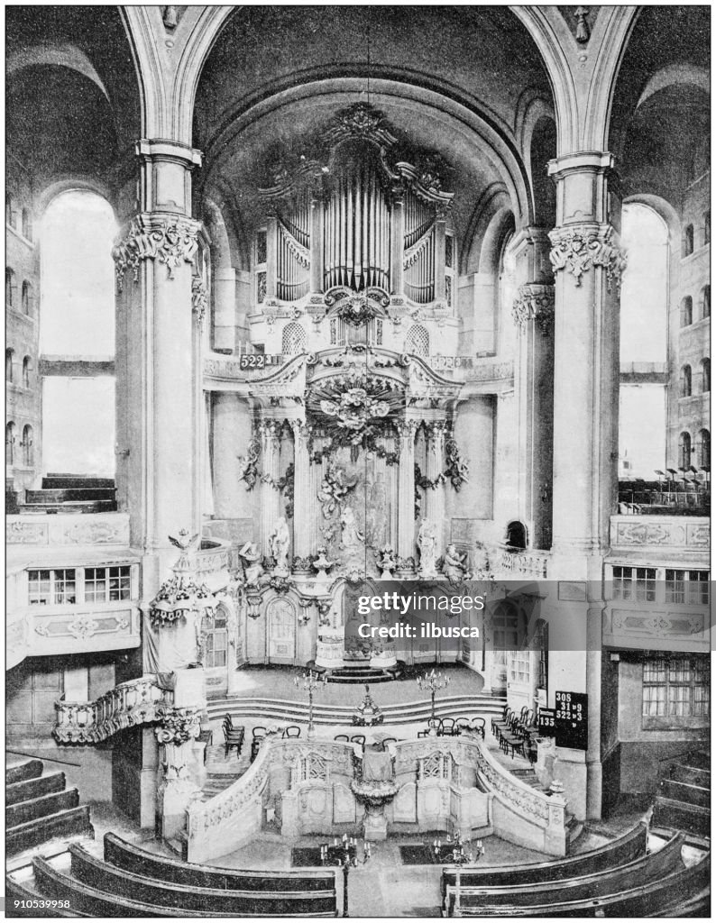 Fotografía antigua de sitios famosos del mundo: Interior de iglesia de nuestra señora, Dresden