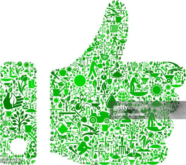 thumbs up garden and gardening background pattern - hand fork stock illustrations