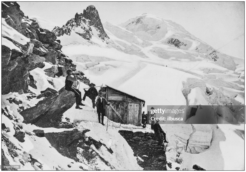 Antique photograph of World's famous sites: The Grands-Mulets, Mont Blanc