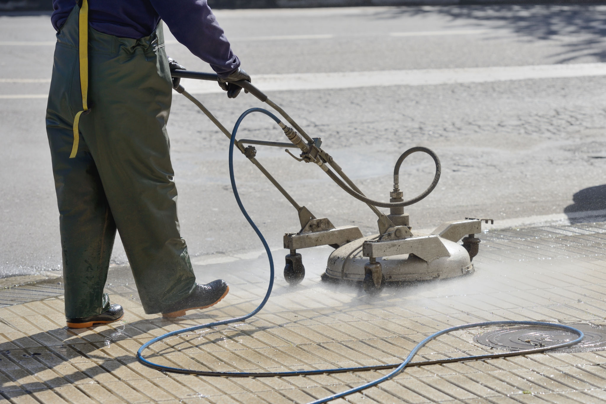 pressure washed driveway