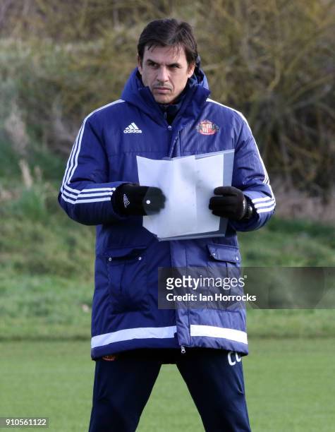 Manager Chris Coleman during a Sunderland AFC training session at The Academy of Light on January 26, 2018 in Sunderland, England.