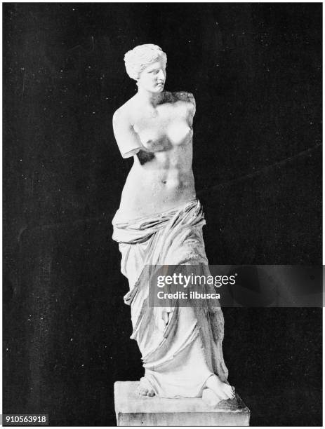 antique photograph of world's famous sites: venus of milo - fine art statue stock illustrations