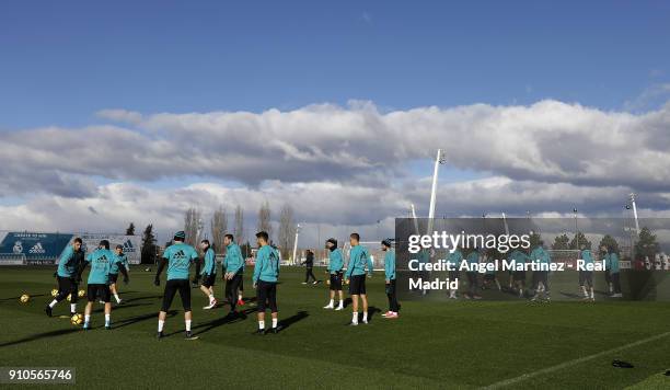 General view during a Real Madrid training session at Valdebebas training ground on January 26, 2018 in Madrid, Spain.