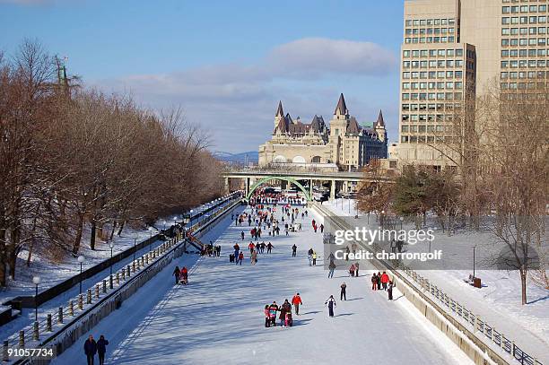 winter wonderland rideau canal (unesco) - ottawa stock pictures, royalty-free photos & images