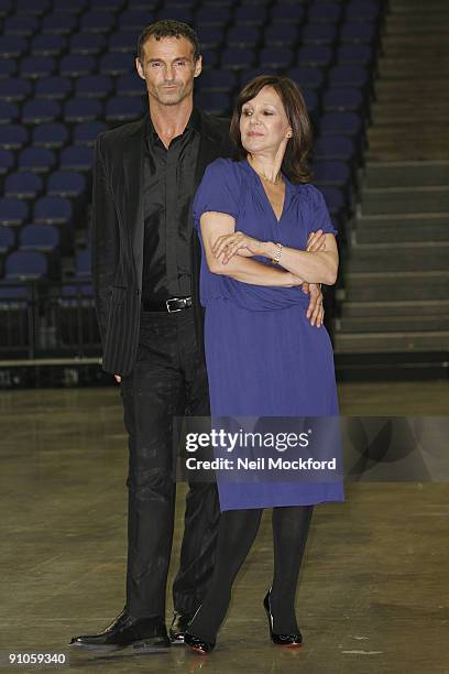 Arlene Phillips and Marti Pellow attend a photocall to launch 'Sacred Flame' show, which Phillip is choreographing and directing at O2 Arena on...