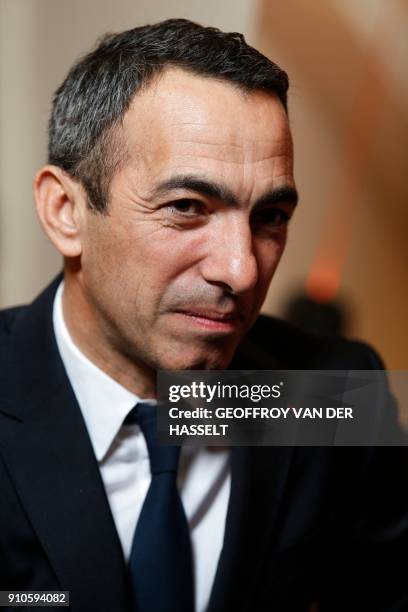 French former football player Youri Djorkaeff, named ambassador of the Ligue de football professionnel poses for a photograph in Paris on January 25,...